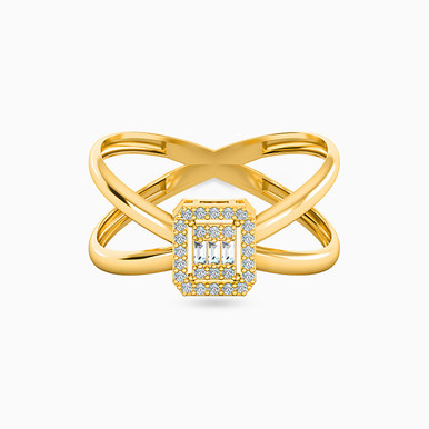 Square Cubic Zirconia Ring in 21K Gold - 72002110028