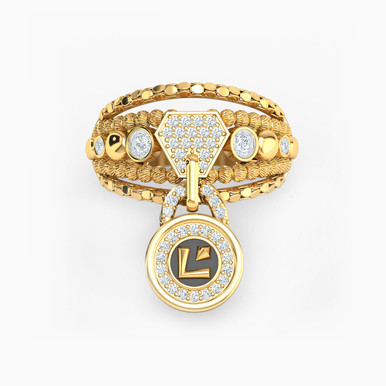 Lock Cubic Zirconia Ring in 21K Gold - 12002110936