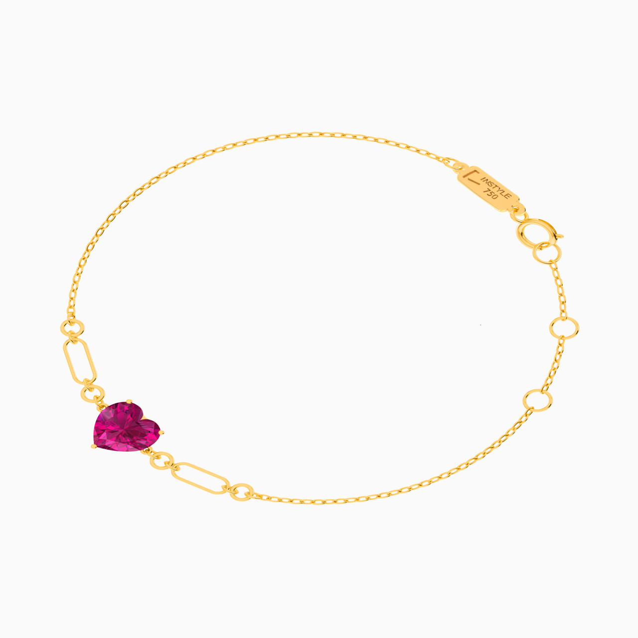 18K Gold Colored Stones Chain Bracelet