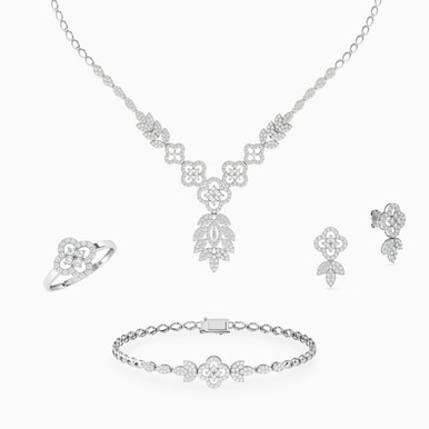 Flower Cubic Zirconia Full Set in 18K Gold (4 Pieces) - 21001790727 Flower Cubic Zirconia Full Set in 18K Gold (4 Pieces) - 21001790727