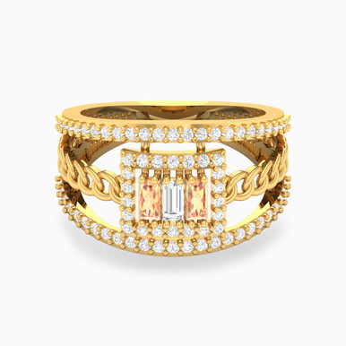 Square Clear Stone Ring in 18K Gold - 61002180140 Square Clear Stone Ring in 18K Gold - 61002180140