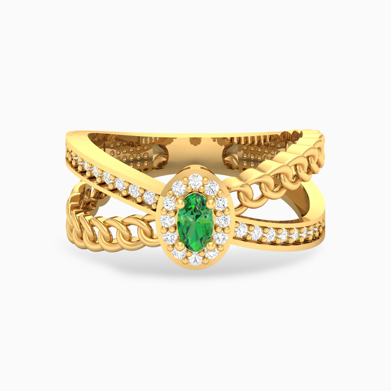 18K Gold Colored Stones Statement Ring