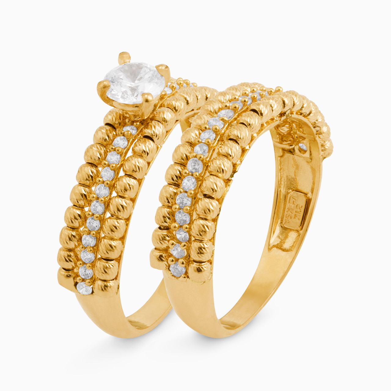 21K Gold Cubic Zirconia Twin Rings