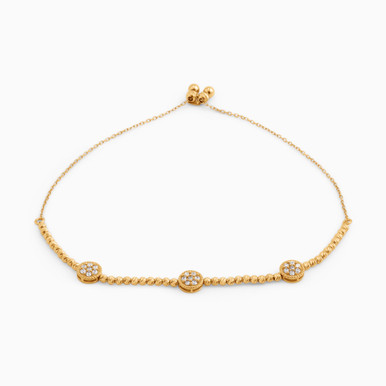 Beaded Cubic Zirconia Chain Bracelet in 21K Gold - 22010020111