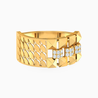 Abstract Cubic Zirconia Ring in 21K Gold - 22002111733