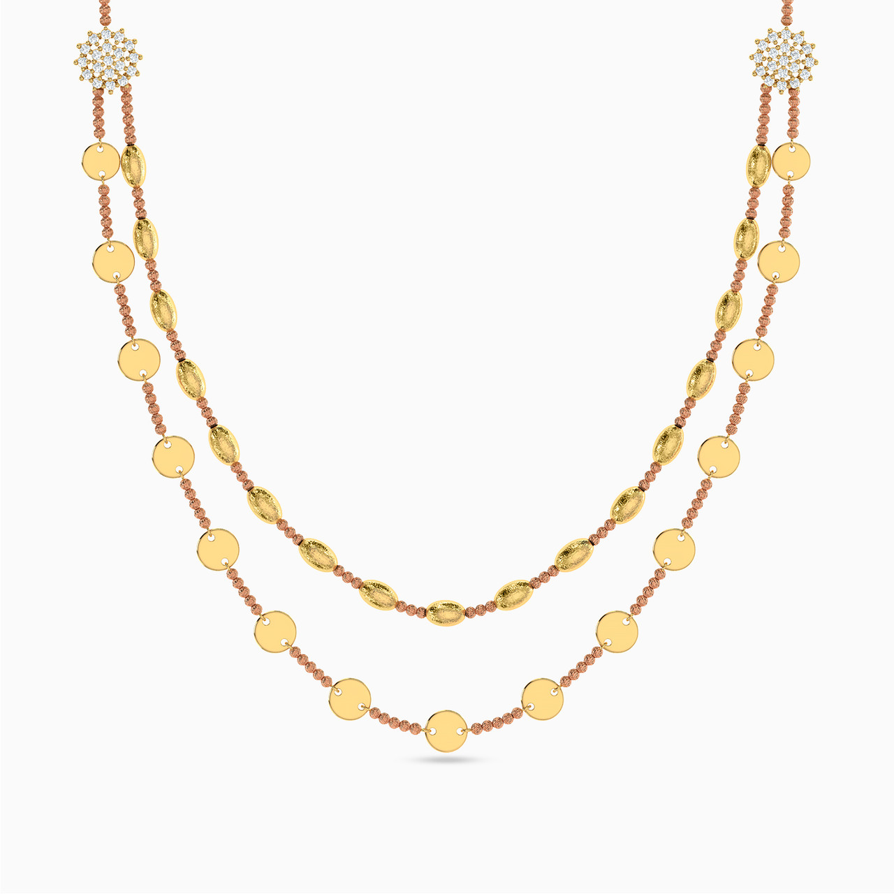 21K Gold Cubic Zirconia Layered Necklace