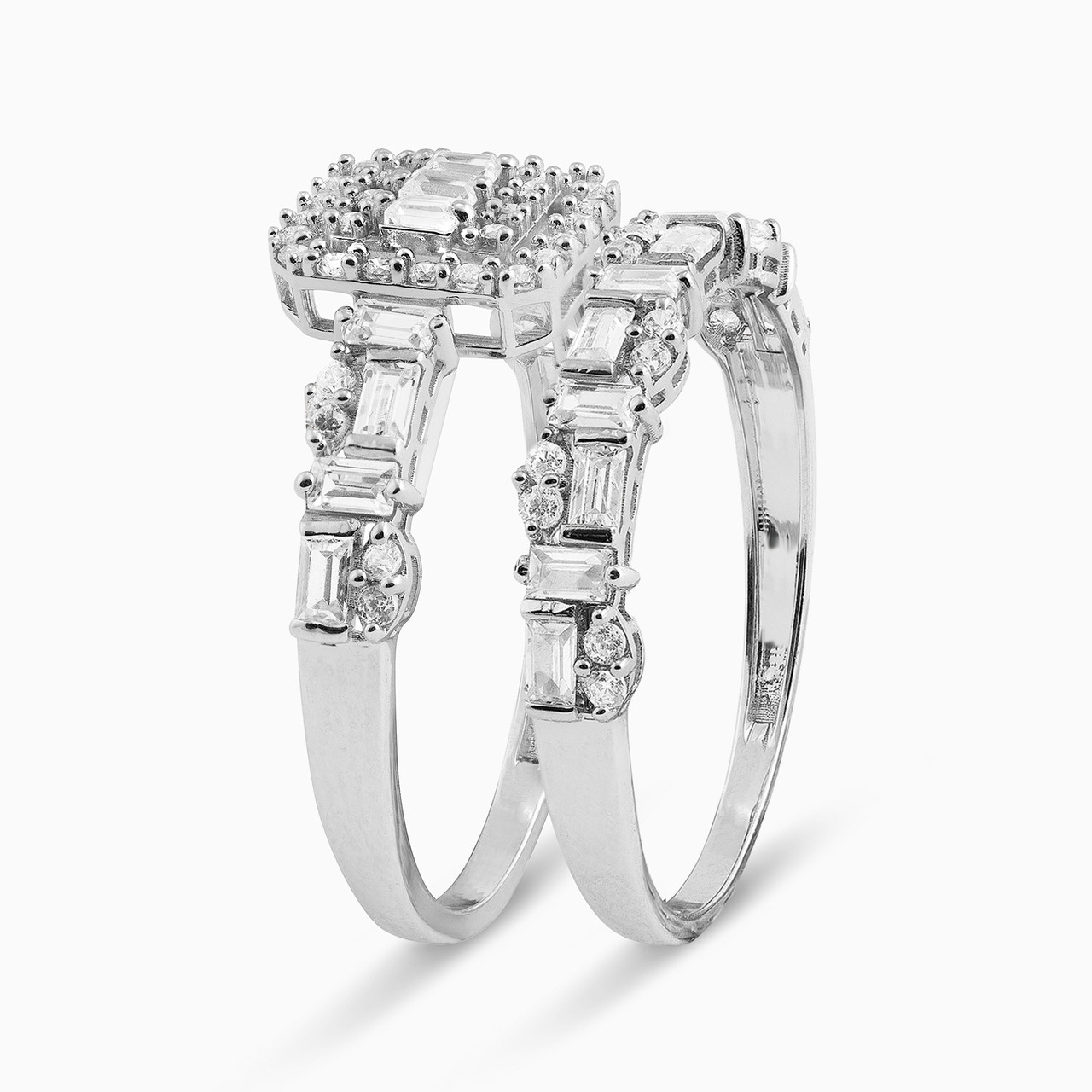 18K Gold Cubic Zirconia Twin Rings