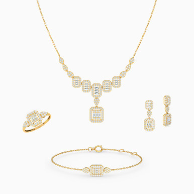 Octagon Cubic Zirconia Full Set in 18K Gold (4 Pieces) - 21001790625