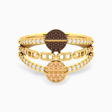 Circle Colored Stones Ring in 18K Gold - 61002180112