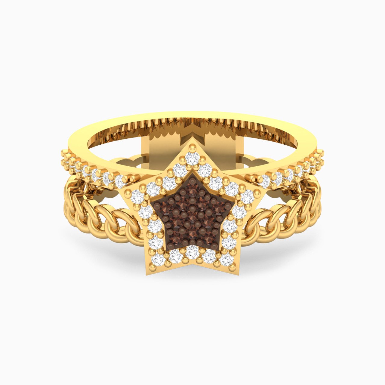 18K Gold Colored Stones Statement Ring