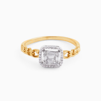 Square Diamond Ring in 18K Gold - 41203Y