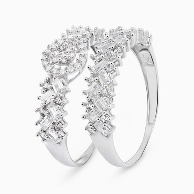 Circle Cubic Zirconia Twin Rings in 18K Gold - 21039790025