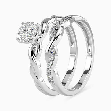 Circle Diamond Twin Rings in 18K Gold - KR106612