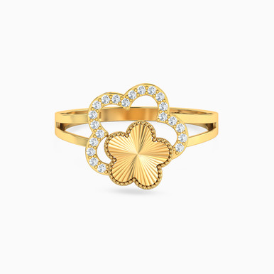 Flower Cubic Zirconia Ring in 21K Gold - 22002111319