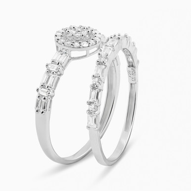 Circle Cubic Zirconia Twin Rings in 18K Gold - 21039790022