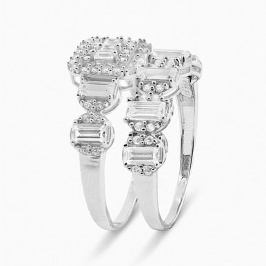 Baguette Cubic Zirconia Twin Rings in 18K Gold - 21039790030