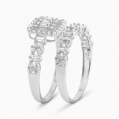 Square Cubic Zirconia Twin Rings in 18K Gold - 21039790023 Square Cubic Zirconia Twin Rings in 18K Gold - 21039790023