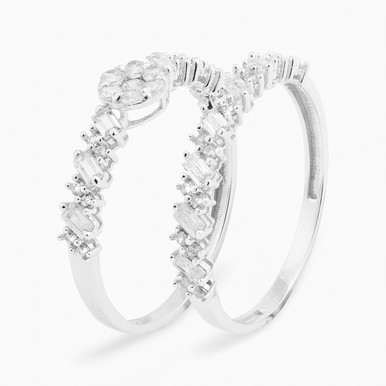 Flower Cubic Zirconia Twin Rings in 18K Gold - 21039790019 Flower Cubic Zirconia Twin Rings in 18K Gold - 21039790019