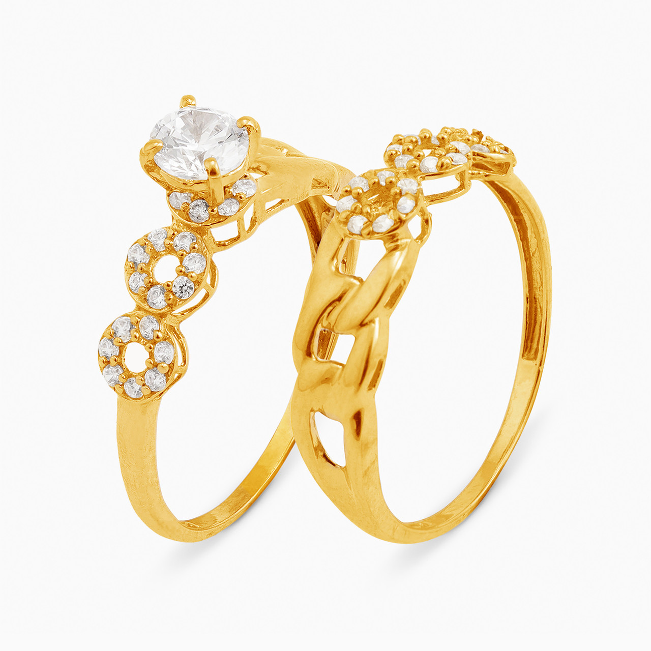 21K Gold Cubic Zirconia Twin Rings