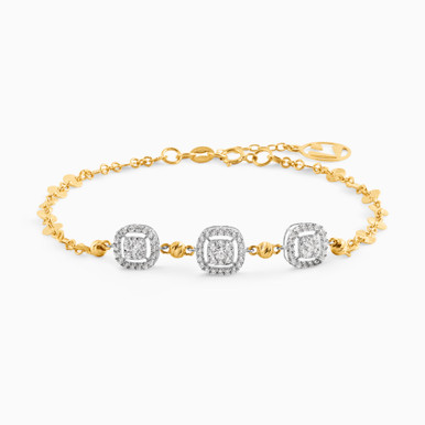Square Cubic Zirconia Chain Bracelet in 18K Gold - 21010140380