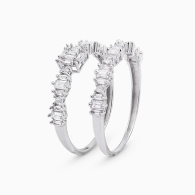 Baguette Cubic Zirconia Twin Rings in 18K Gold - 21039790027