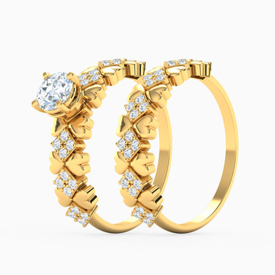 Square Cubic Zirconia Twin Rings in 21K Gold - 22039180062