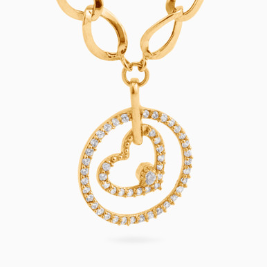 Heart Cubic Zirconia Necklace in 21K Gold - 12005110048