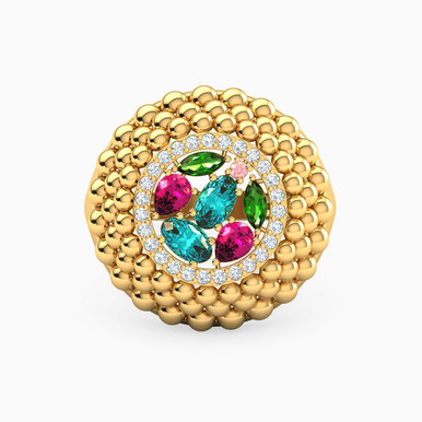 Circle Colored Stones Ring in 18K Gold - 21002790125