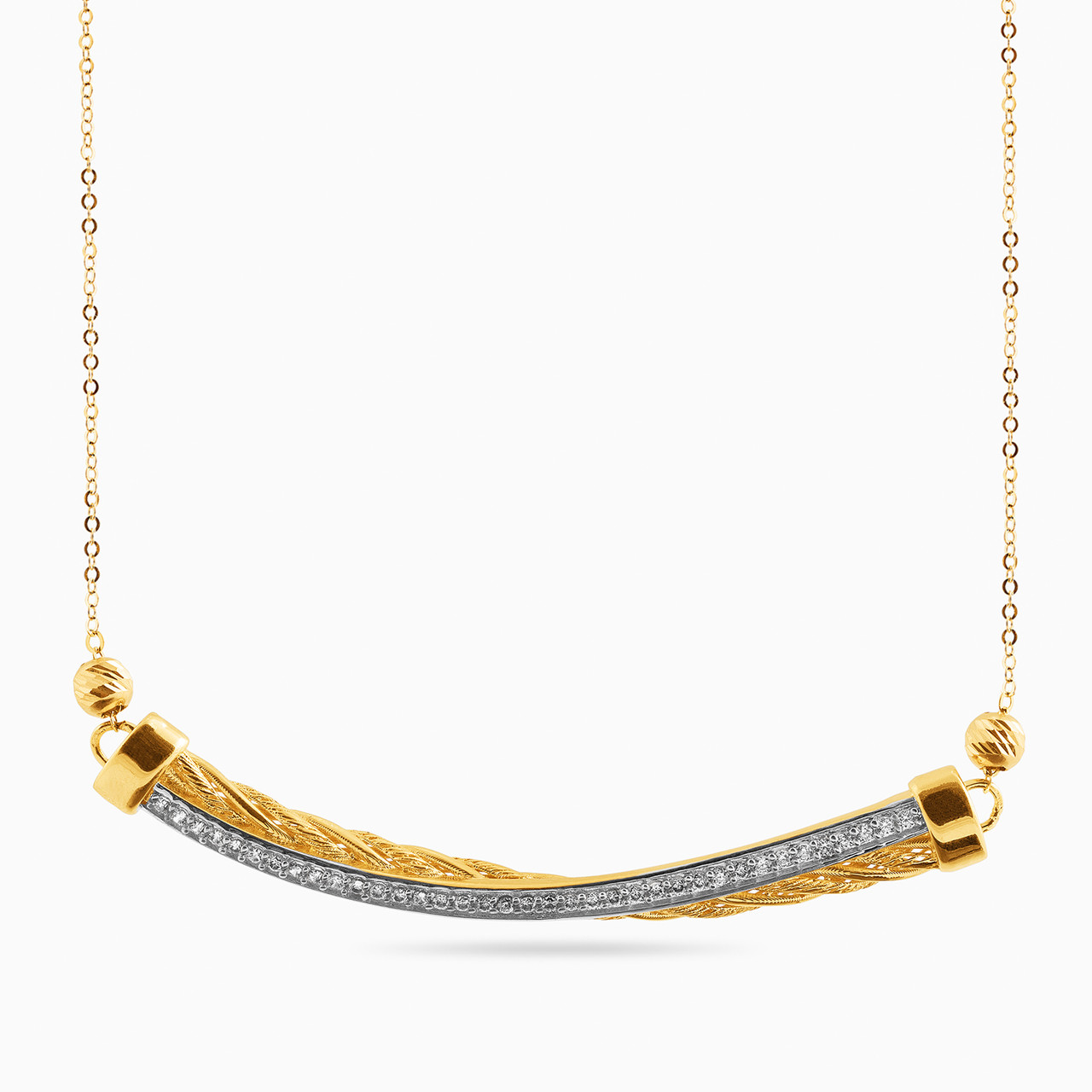 18K Gold Cubic Zirconia Pendant Necklace
