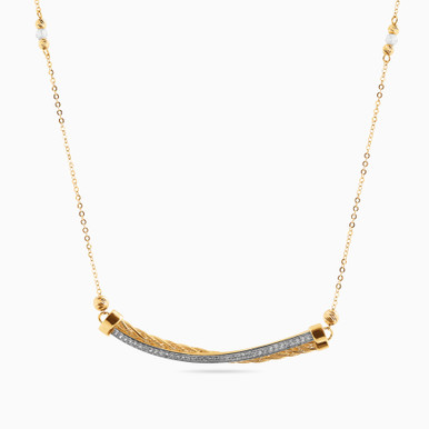 Curve Cubic Zirconia Necklace in 18K Gold - 21005110342 Curve Cubic Zirconia Necklace in 18K Gold - 21005110342