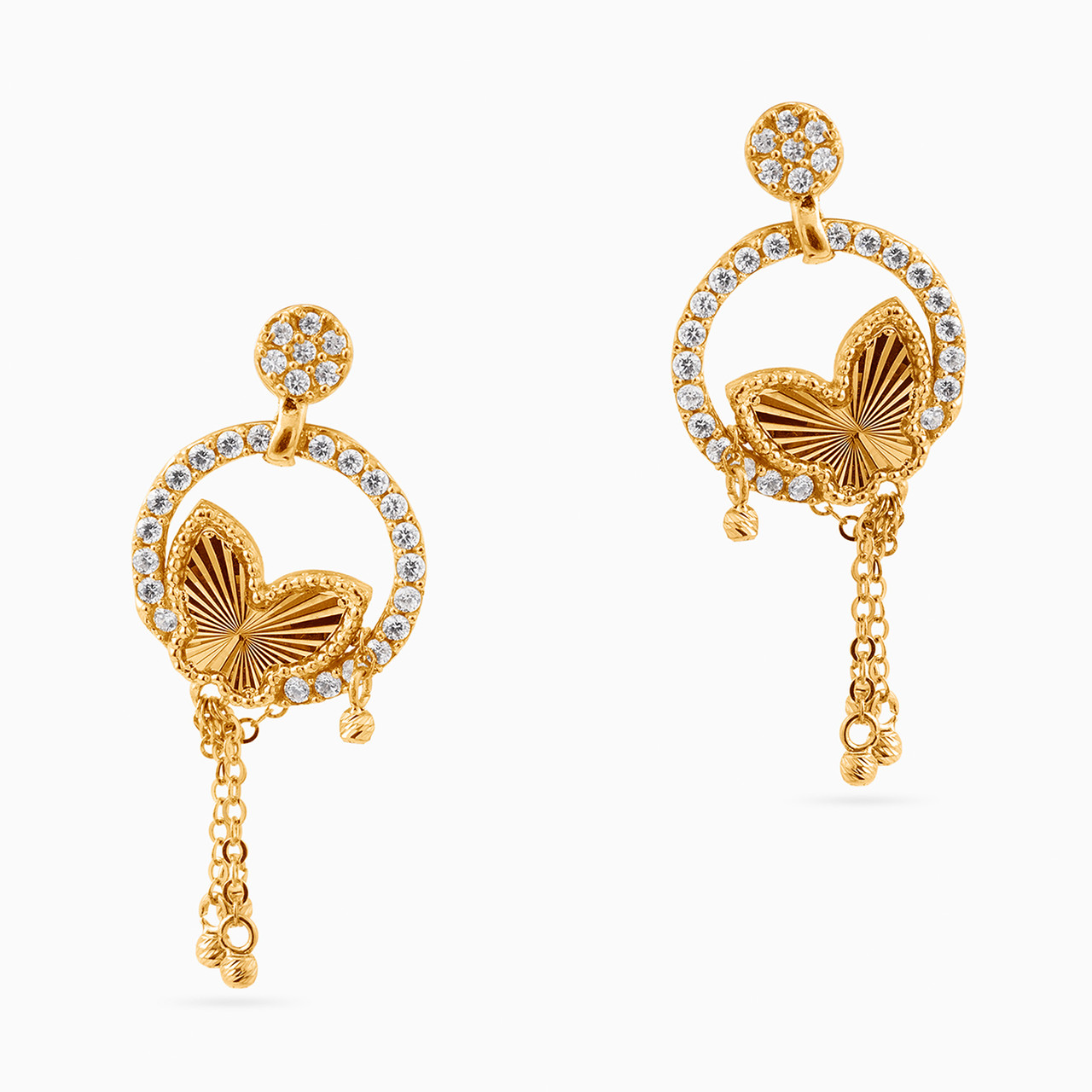 18K Gold Cubic Zirconia Drop Earrings