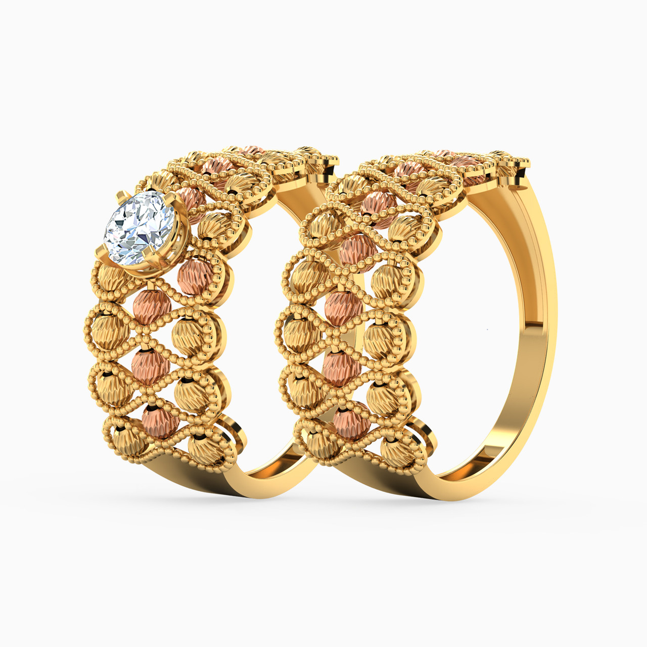 21K Gold Cubic Zirconia Twins Ring