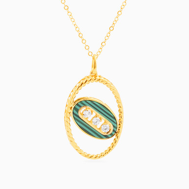 Oval Green Stones Necklace in 21K Gold - 22005110421