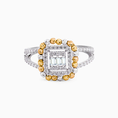 Square Cubic Zirconia Ring in 18K Gold - 21002020008