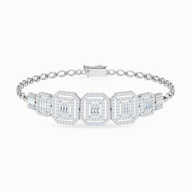 Square Cubic Zirconia Chain Bracelet in 18K Gold - 21010790009