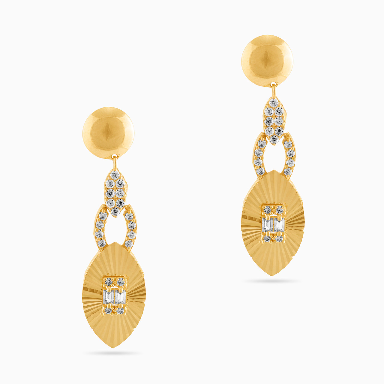 18K Gold Cubic Zirconia Drop Earrings