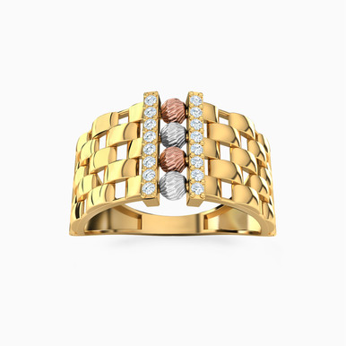 Abstract Cubic Zirconia Ring in 21K Gold - 22002111565