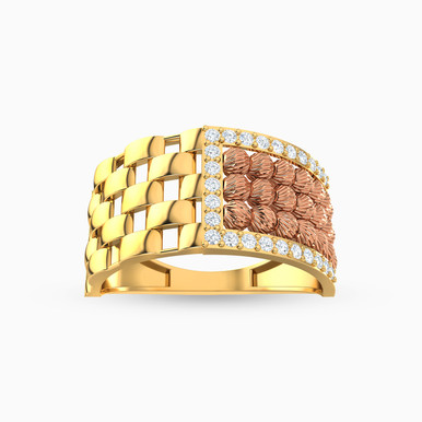 Beaded Cubic Zirconia Ring in 21K Gold - 22002111563