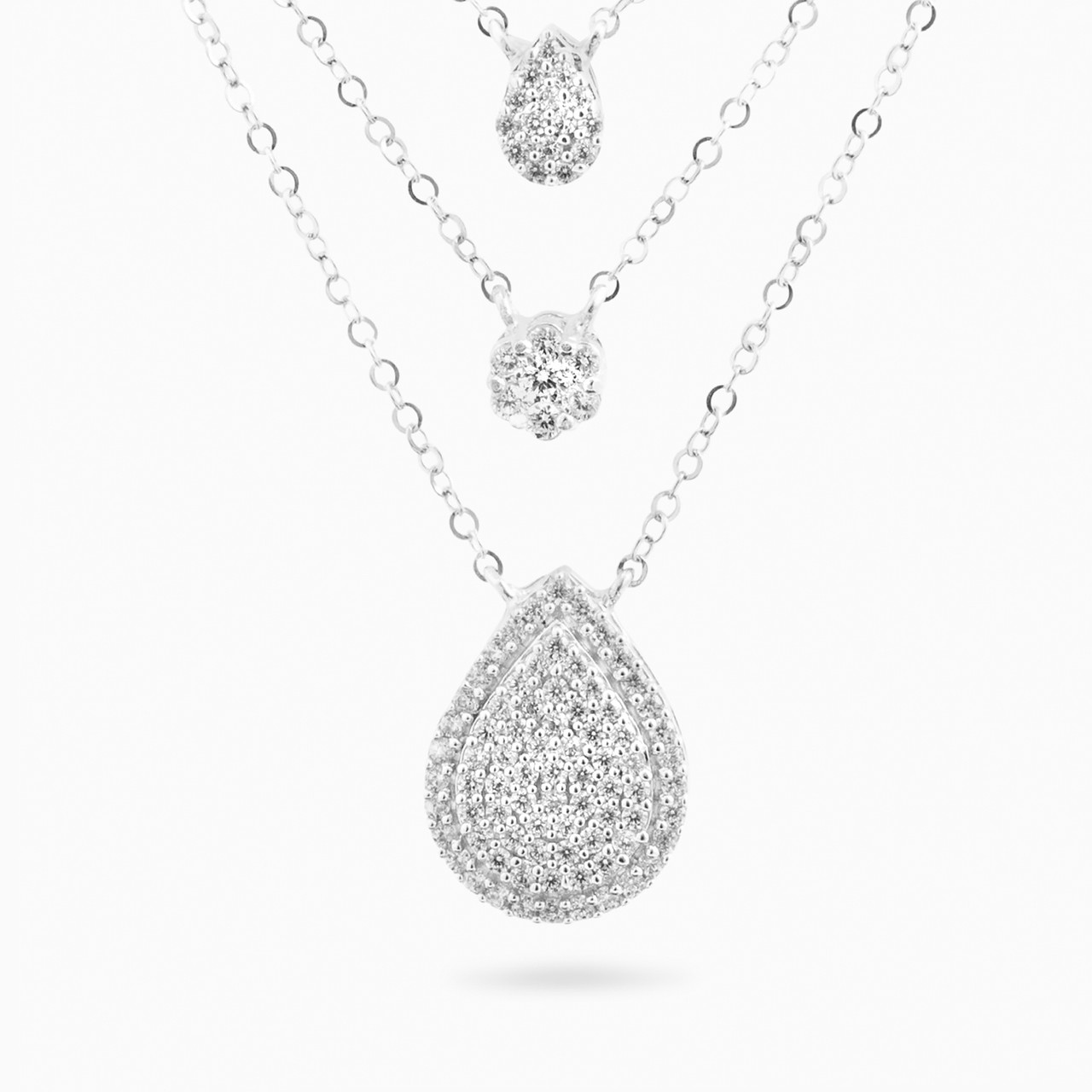 18K Gold Cubic Zirconia Layered Necklace