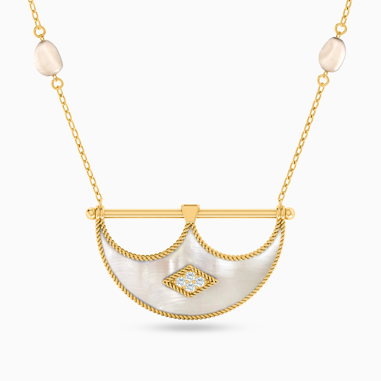 18K Gold Pearls Pendant Necklace