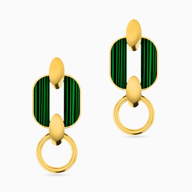 Oval Pearls Drop Earrings in 18K Gold - 111205120142