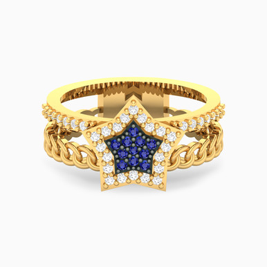 Star Blue Stone Ring in 18K Gold - 61002180086