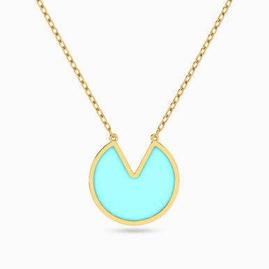 Circle Enamel Coated Necklace in 18K Gold - 111405150287 Circle Enamel Coated Necklace in 18K Gold - 111405150287