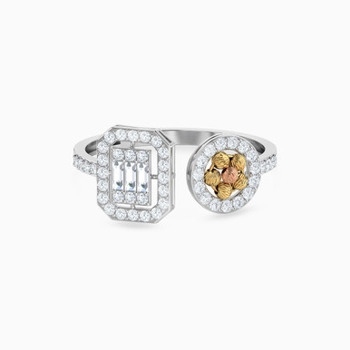 Multishaped Cubic Zirconia Two headed Ring in 18K Gold - 21002020018