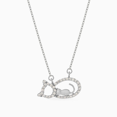 Cat Cubic Zirconia Necklace in 18K Gold - 21005180283