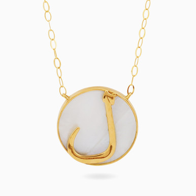 Letter Laam Pearl Necklace in 18K Gold - 131405100022
