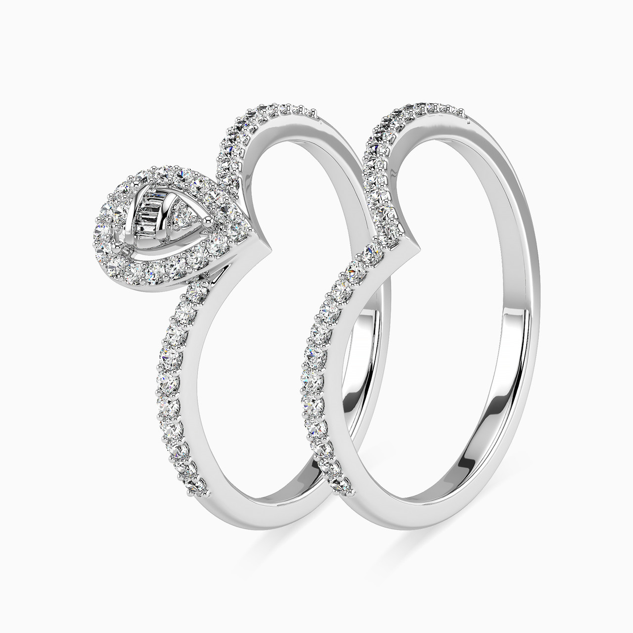 18K Gold Diamond Twin Rings