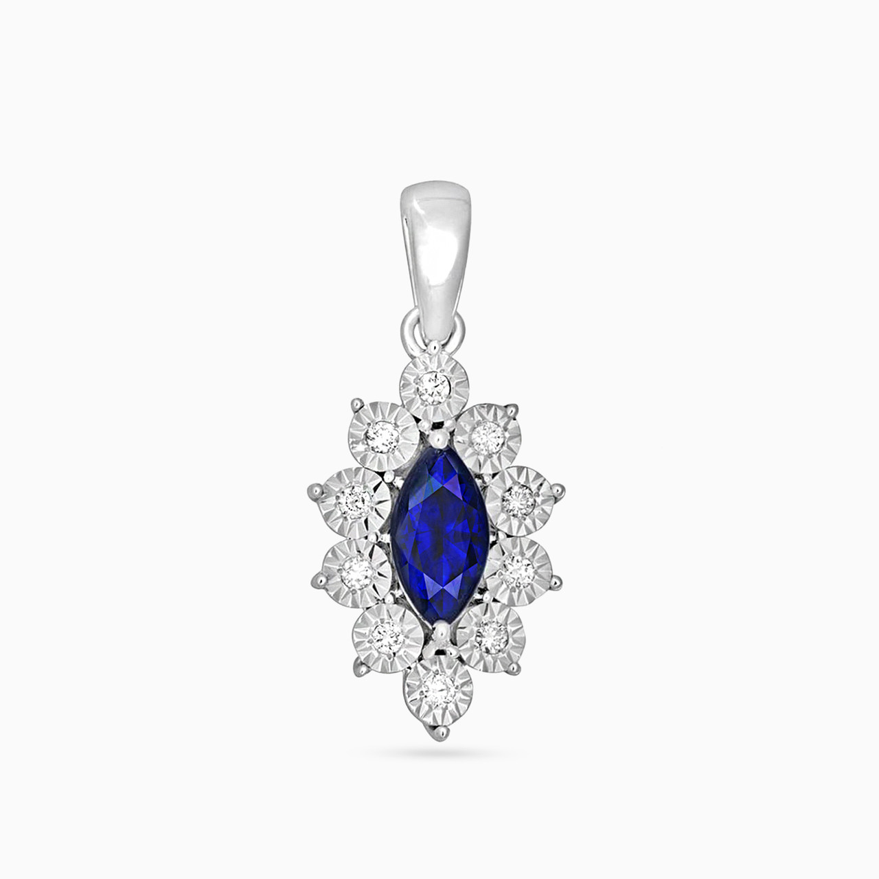 18K Gold Diamond & Sapphire Pendant