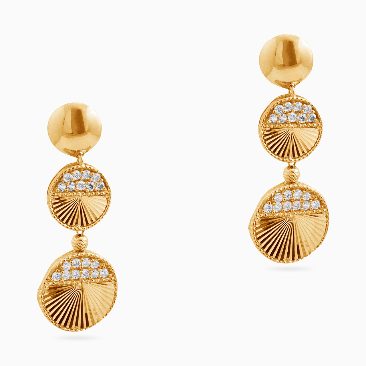 21K Gold Cubic Zirconia Drop Earrings