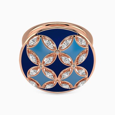 Circle Diamond & Enamel Coated Ring in 18K Gold - KR103085-SI3